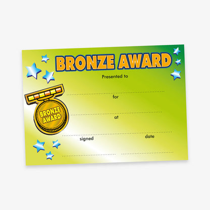 20 Gold, Silver or Bronze Award Certificates - A5