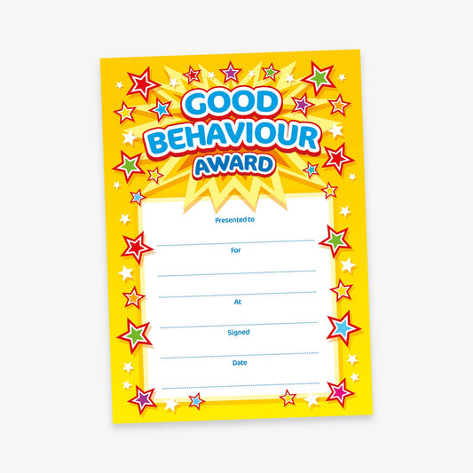20 Good Behaviour Award Certificates - A5