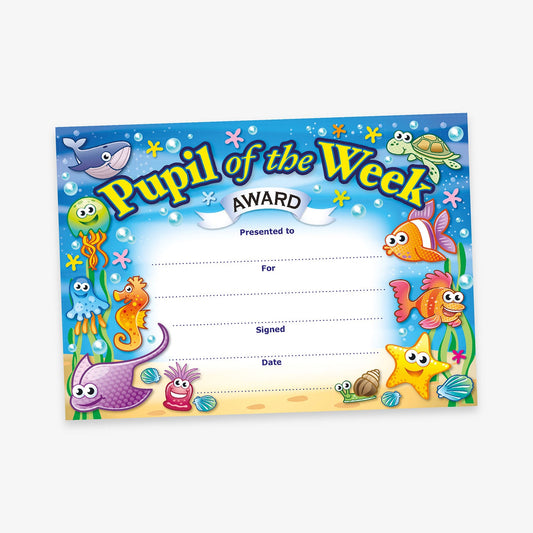 20 Underwater Pupil of the Week Certificates - A5