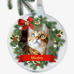 Personalised Christmas Wreath Photo Bauble - 80mm