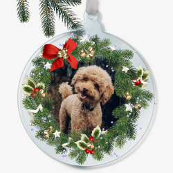 Personalised Christmas Wreath Photo Bauble - 80mm
