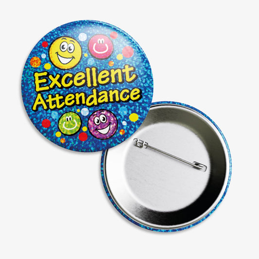 10 Holographic Excellent Attendance Badges - 38mm