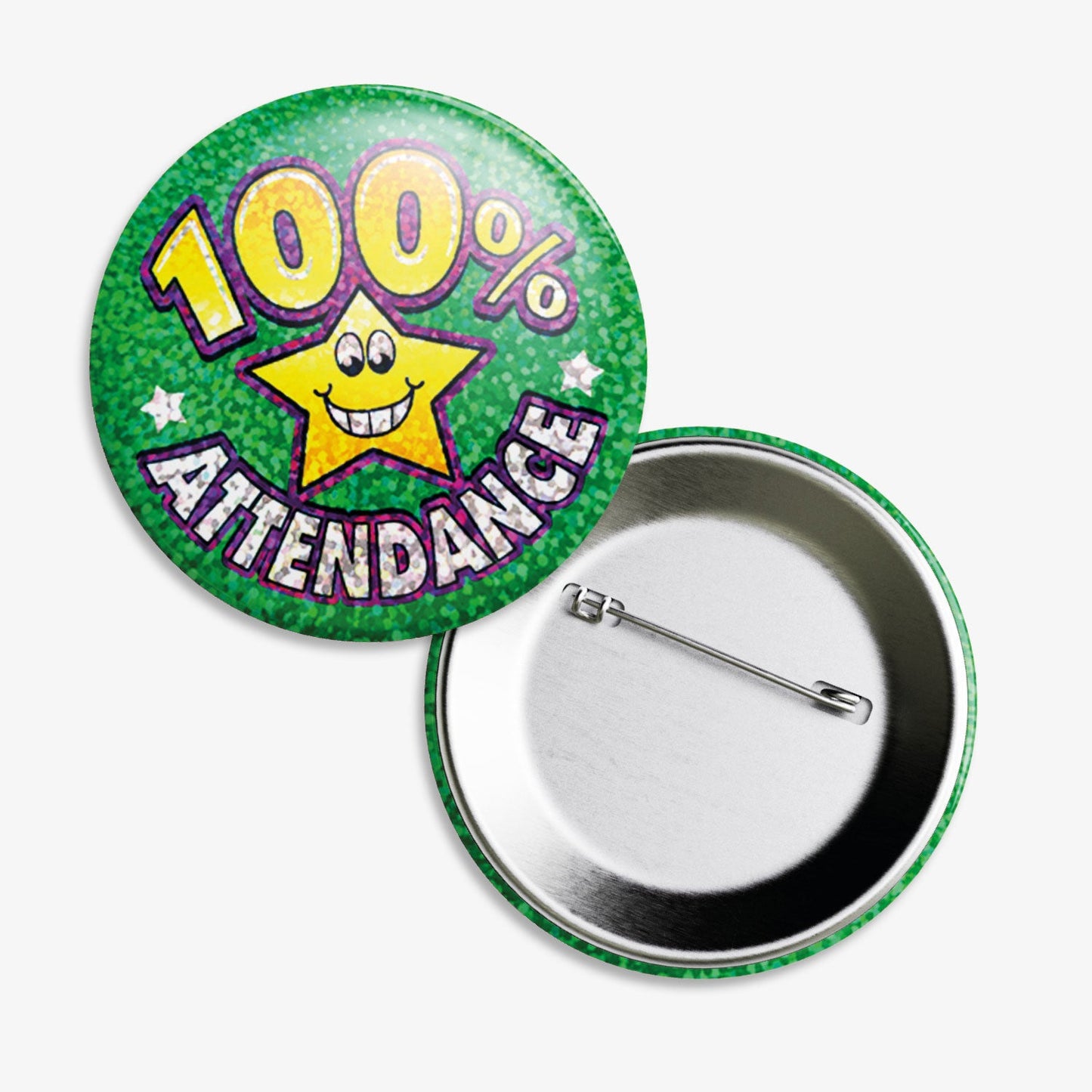 10 Holographic 100% Attendance Badges - 38mm