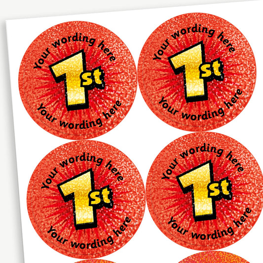 35 Personalised Holographic 1st Stickers - 37mm
