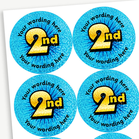 35 Personalised Holographic 2nd Stickers - 37mm