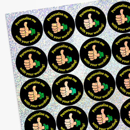 35 Personalised Holographic Thumbs Up Stickers - 37mm