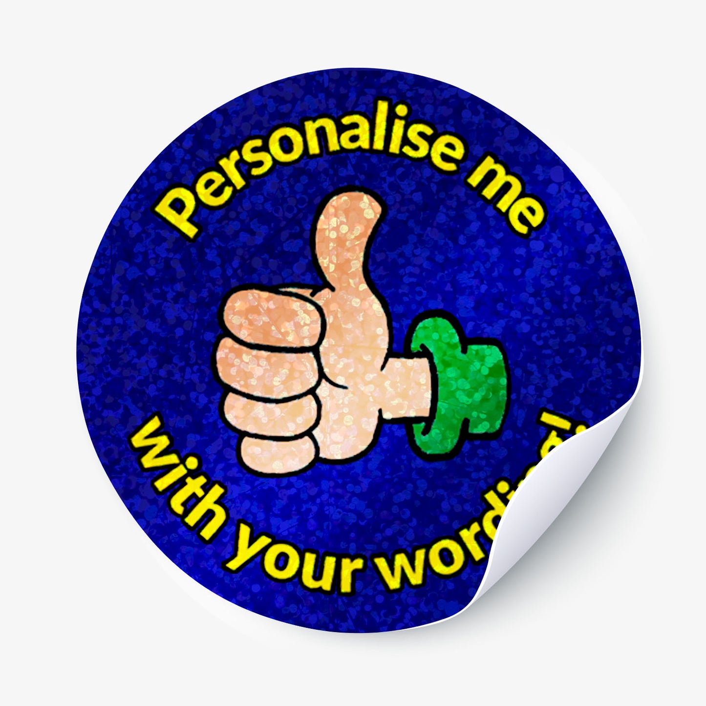 35 Personalised Holographic Thumbs Up Stickers - 37mm