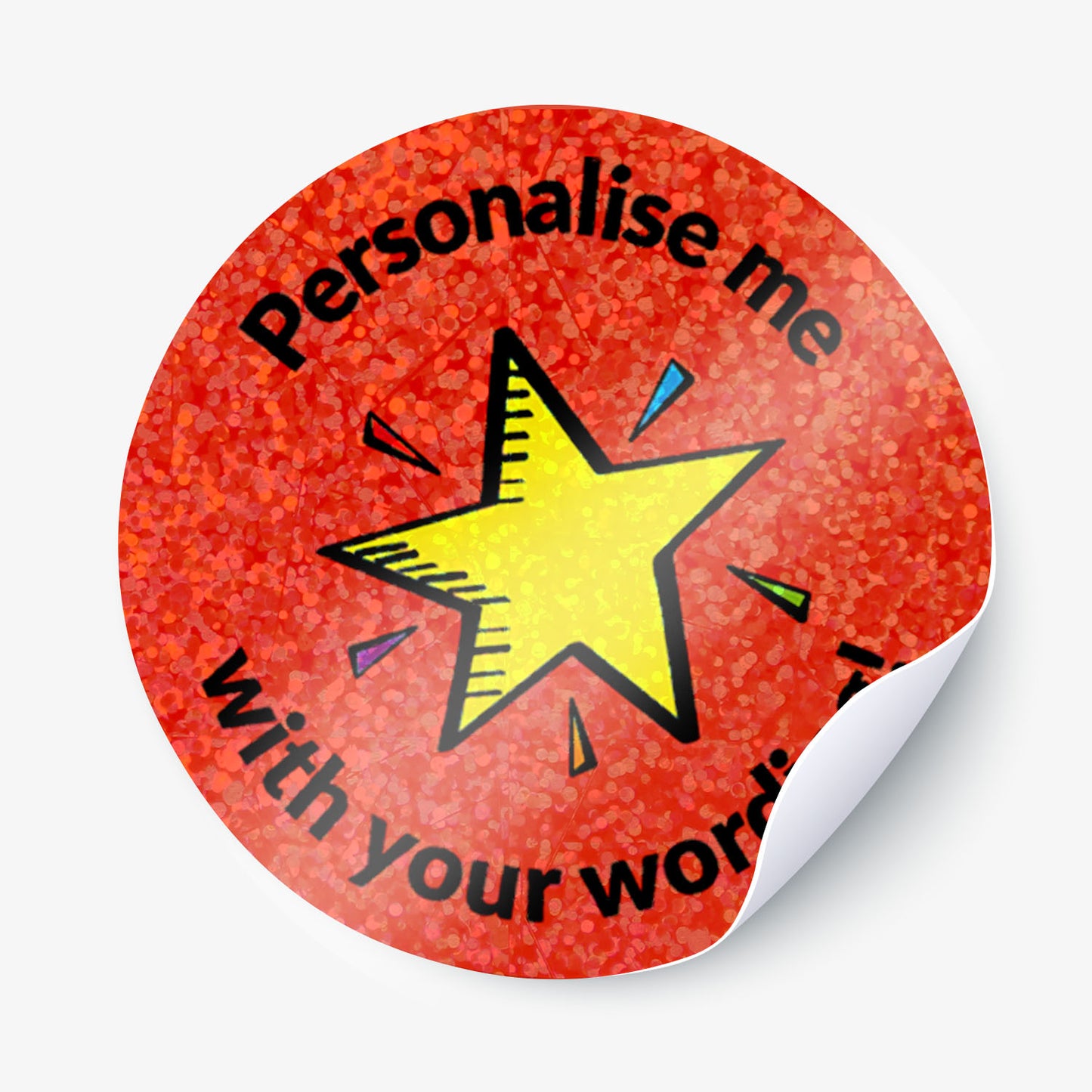 35 Personalised Holographic Bright Star Stickers - 37mm