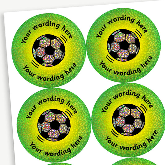 35 Personalised Holographic Football Stickers - 37mm