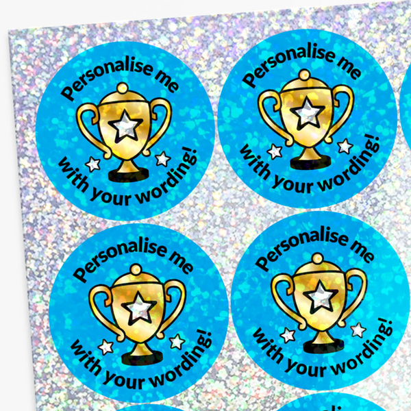 Trophy Box Sticker Personalised Holographic Trophy Stickers | 37mm | x 35