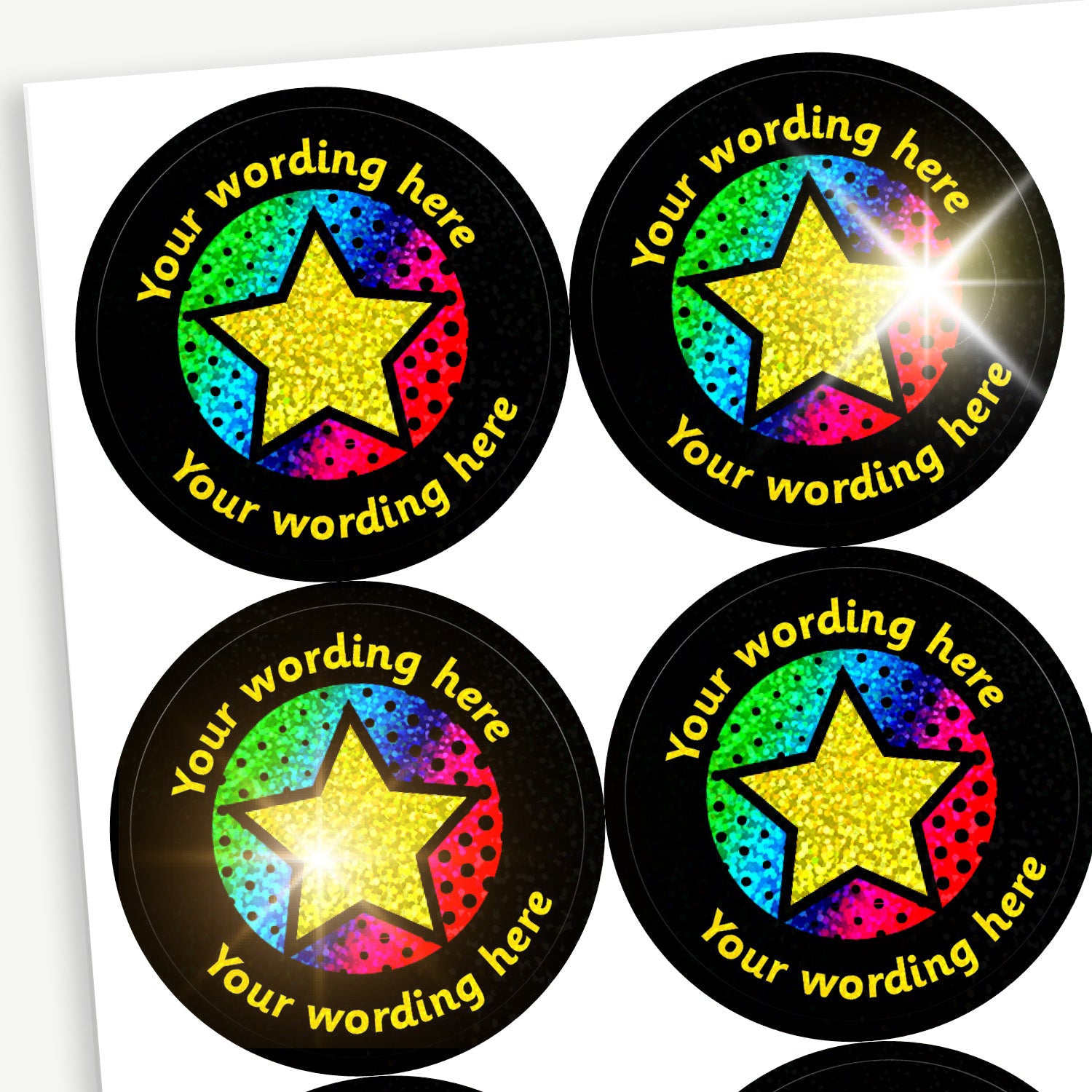 Personalised Neon Star Stickers | Holographic | x 35