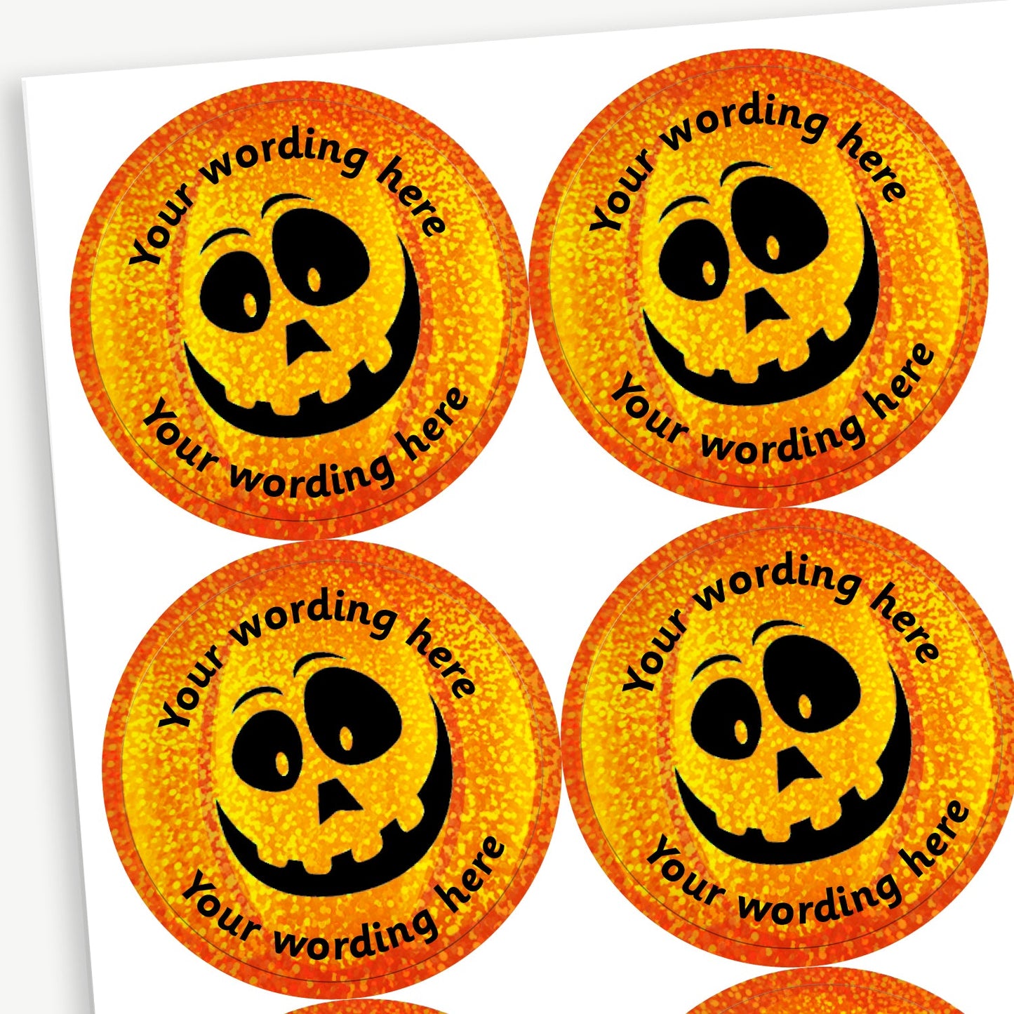 35 Personalised Holographic Pumpkin Stickers - 37mm