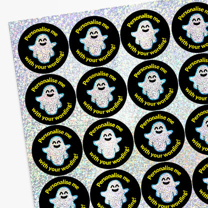 Ghost Sticker While Message Personalised Holographic Ghost Stickers | Halloween | 37mm