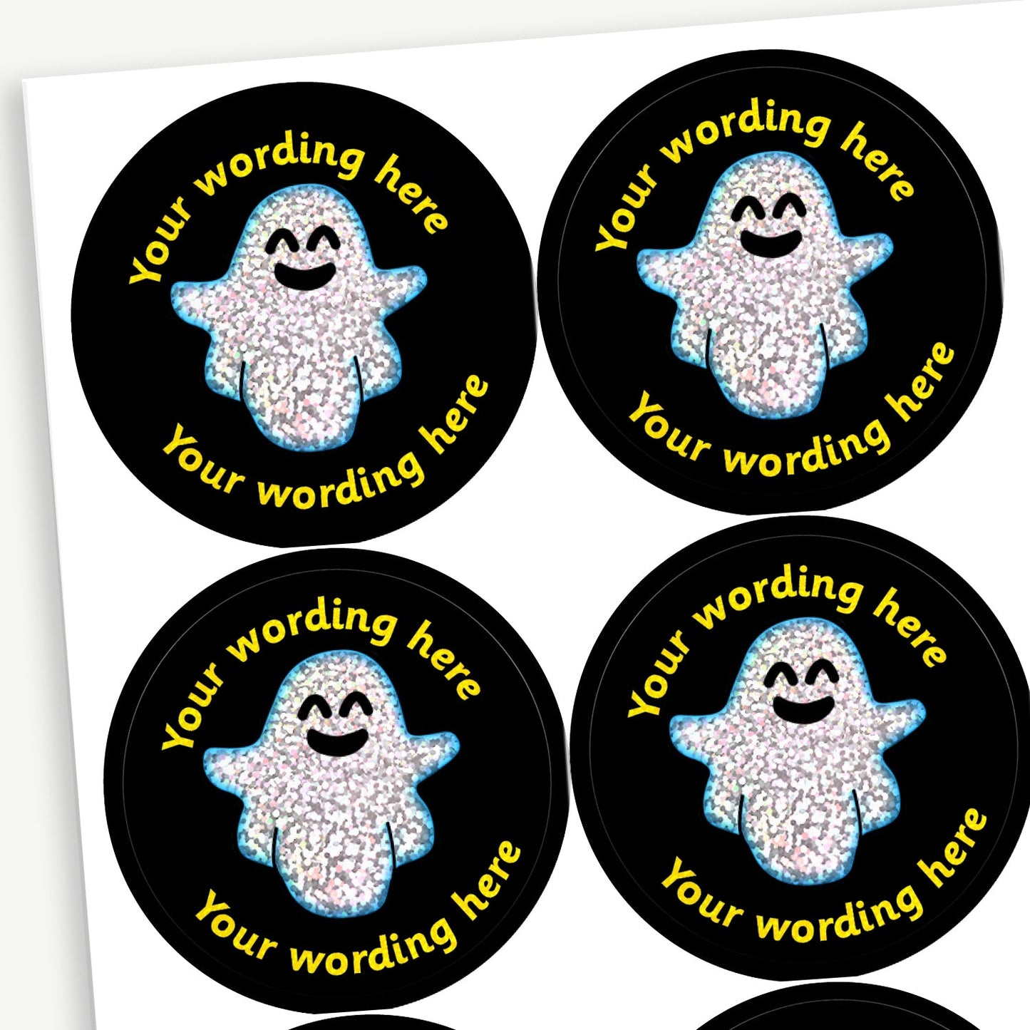 35 Personalised Holographic Ghost Stickers - 37mm