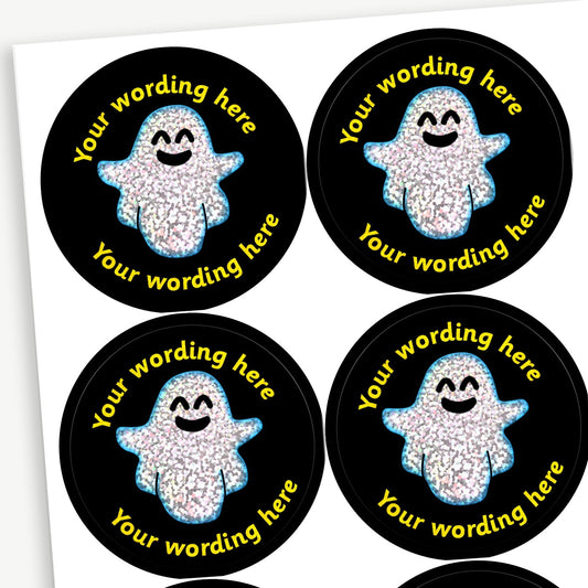 35 Personalised Holographic Ghost Stickers - 37mm