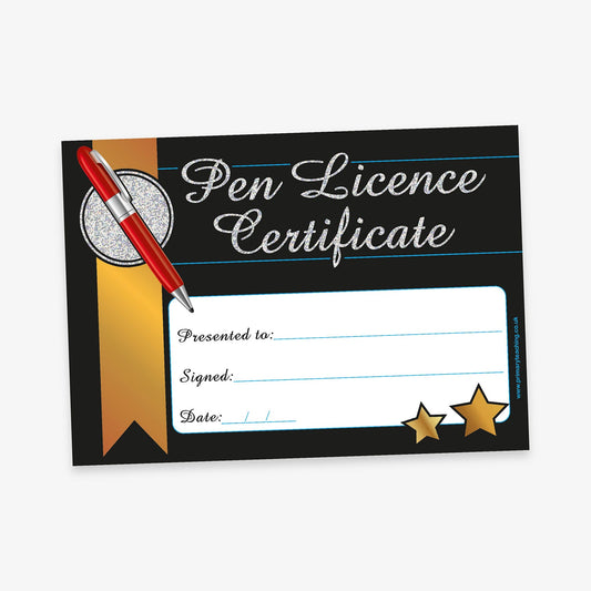 20 Holographic Pen Licence Certificates - A5