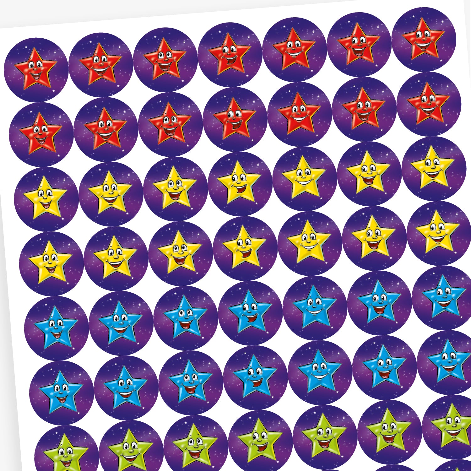 Star Stickers | 25mm | Choose Your Pack Size | Smiley