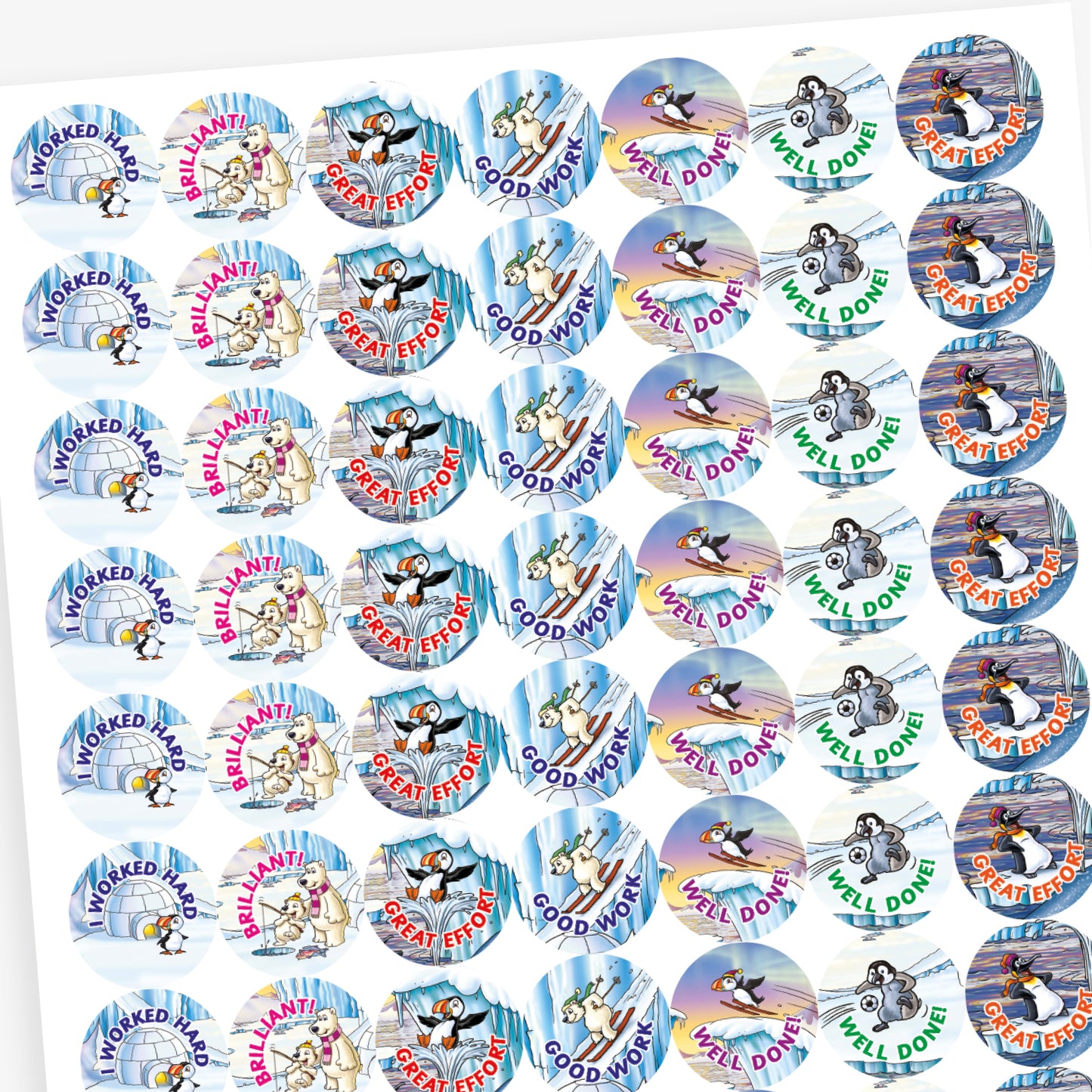 70 Polar Characters Stickers - 25mm