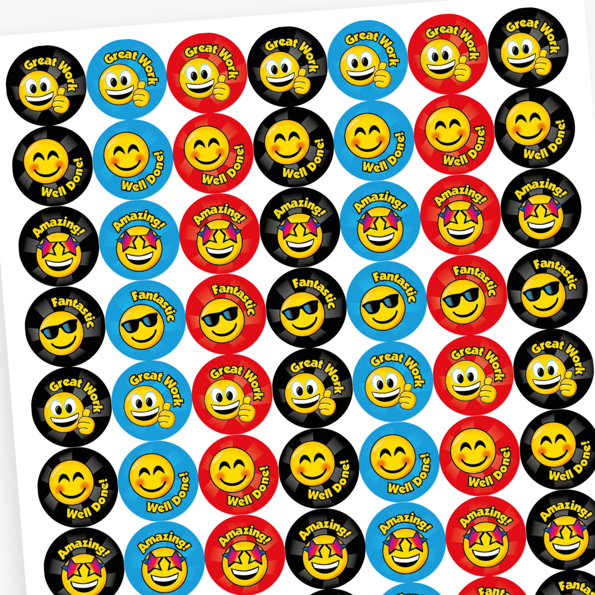 Normal Emoji Sticker Emoji Stickers | 70 Stickers | 25mm | Classroom Rewards