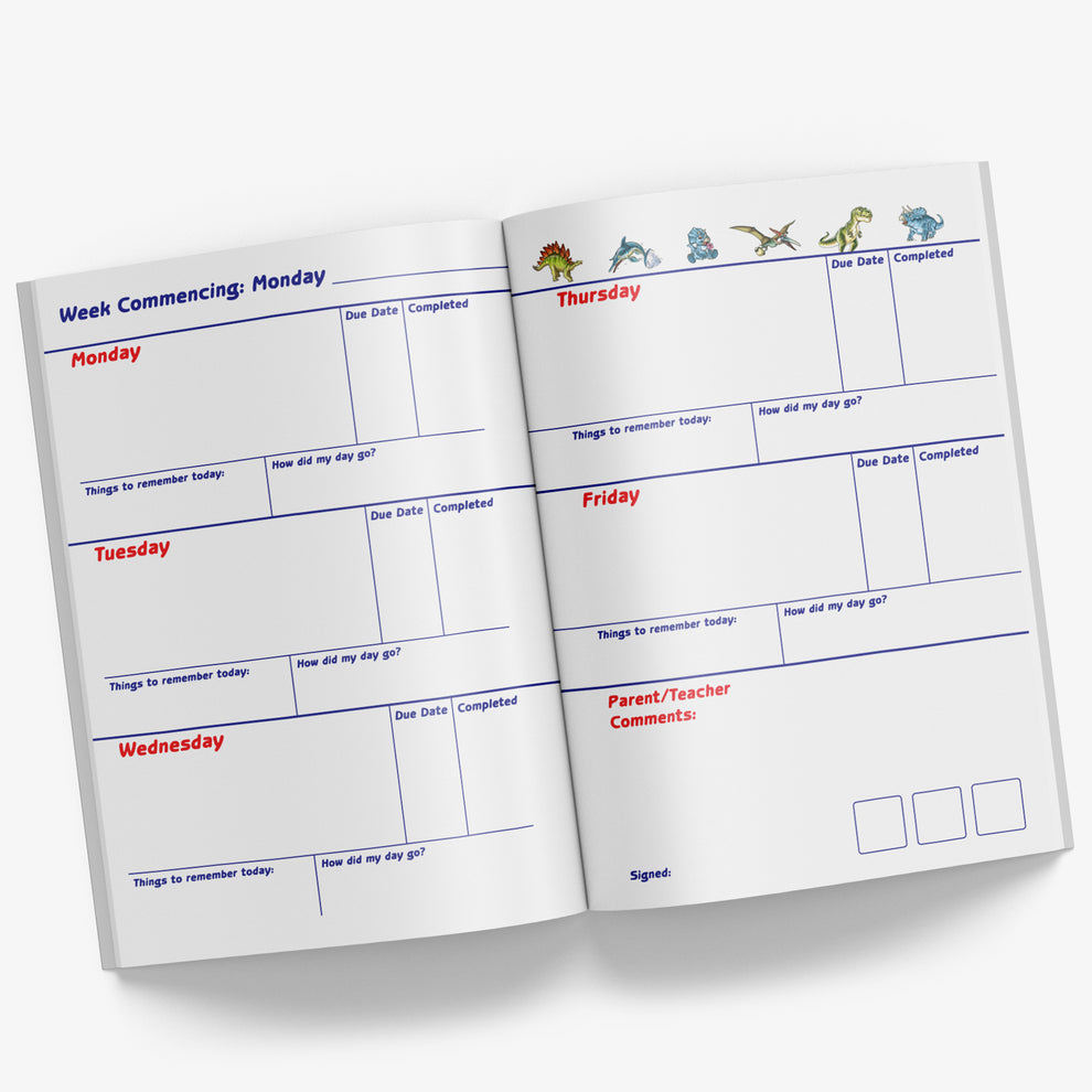 Homework Diary | Dinosaur | 104 Pages | School Planner