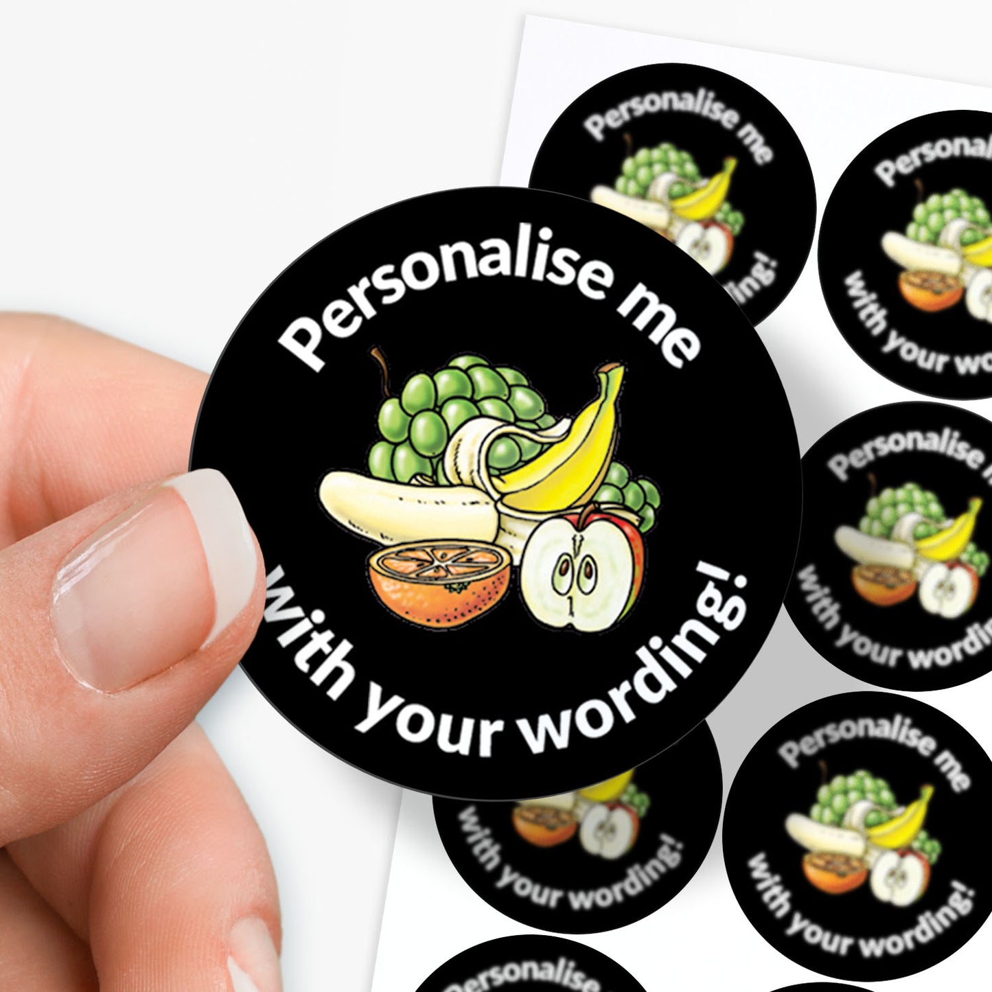 35 Personalised Fruit Stickers - 37mm