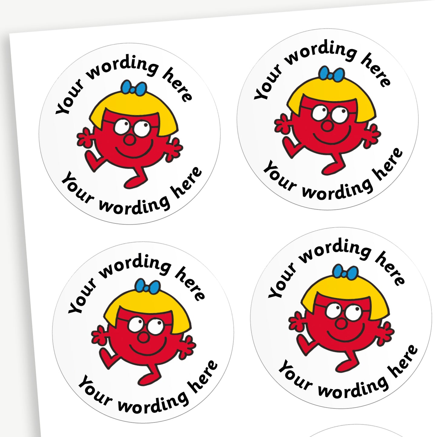 35 Personalised Little Miss Contrary Stickers - 37mm