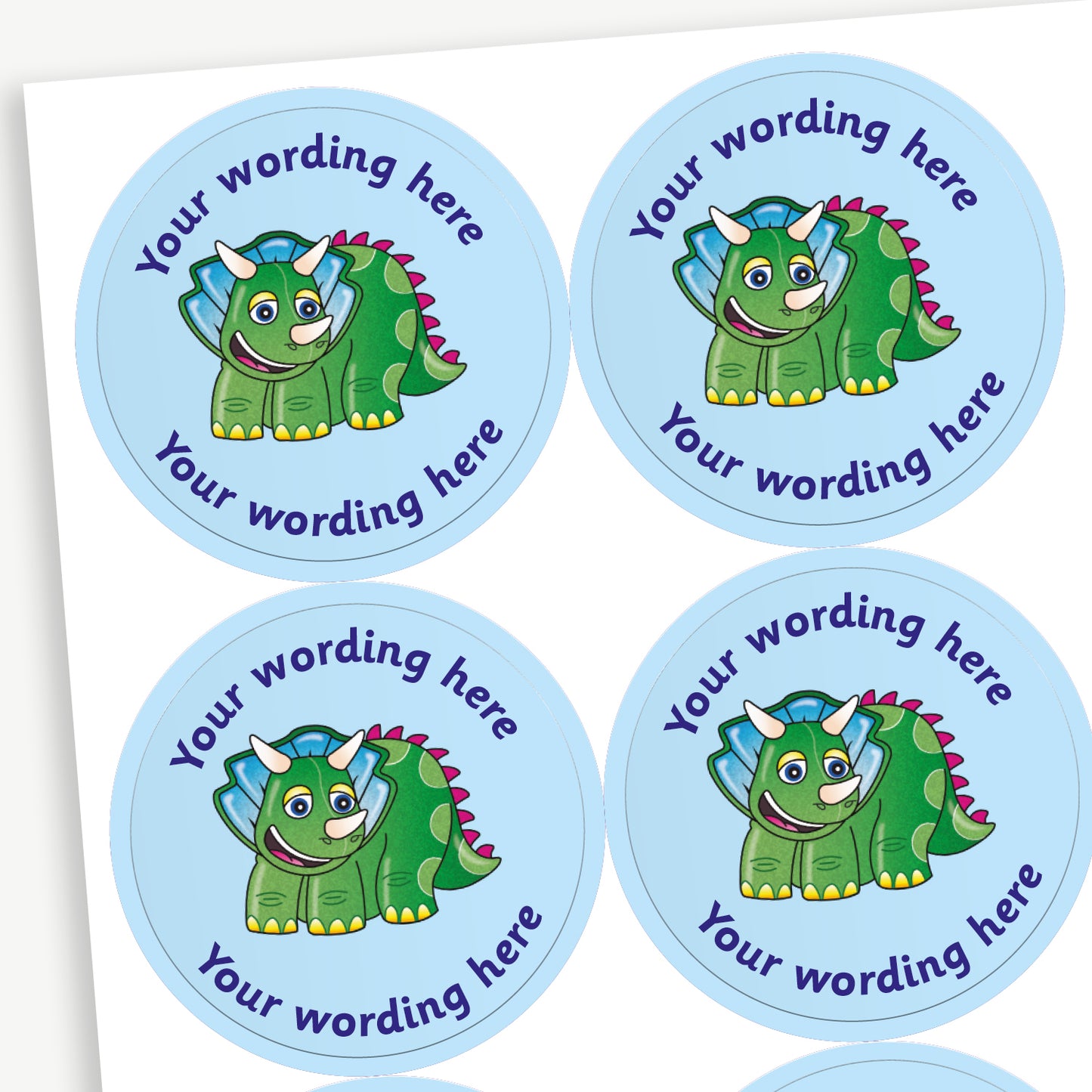 35 Personalised Triceratops Dinosaur Stickers - 37mm
