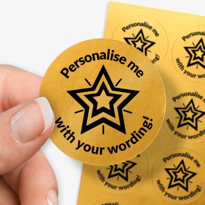 Personalised Metallic Gold Star Stickers - 37mm