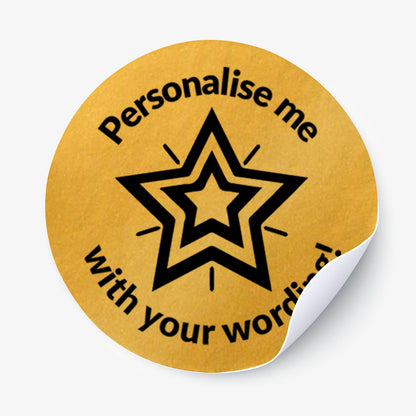 Personalised Metallic Gold Star Stickers - 37mm