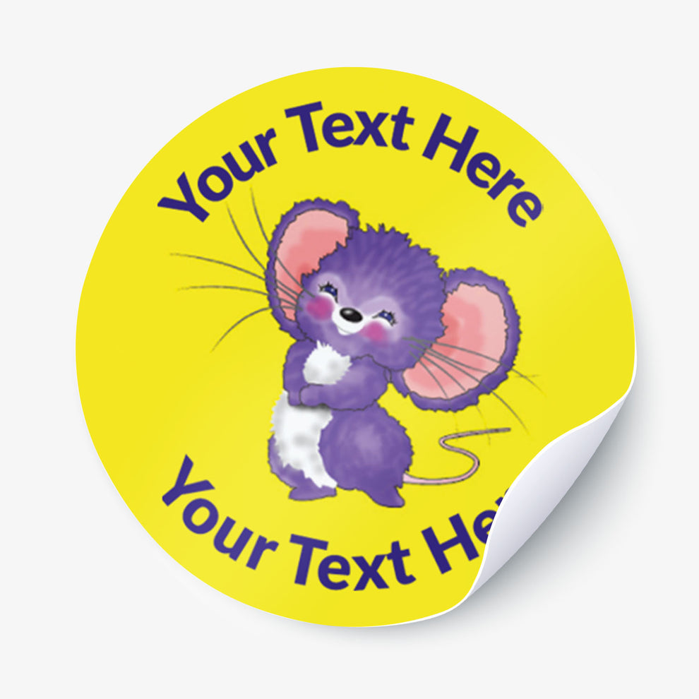 Personalised Mouse Stickers | Yellow | 35 per sheet | 37mm