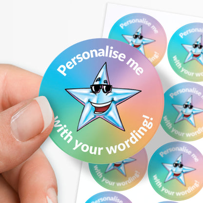 35 Personalised Star Stickers - Multicoloured - 37mm