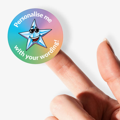 35 Personalised Star Stickers - Multicoloured - 37mm