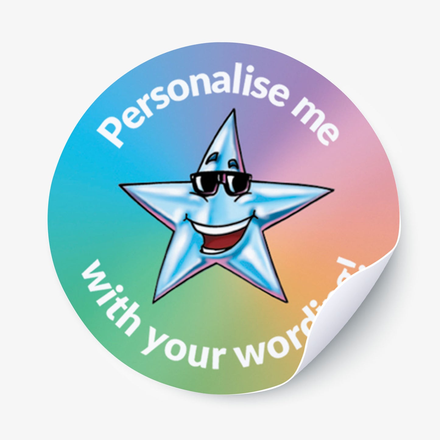 35 Personalised Star Stickers - Multicoloured - 37mm