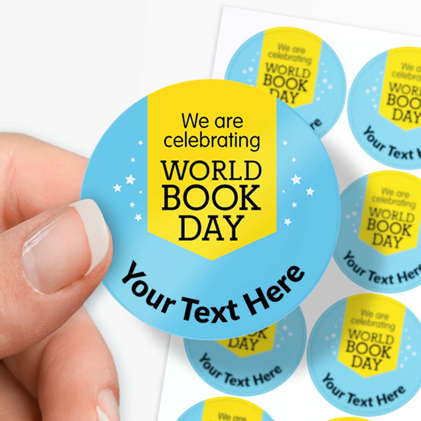 35 Personalised World Book Day Stickers - 37mm