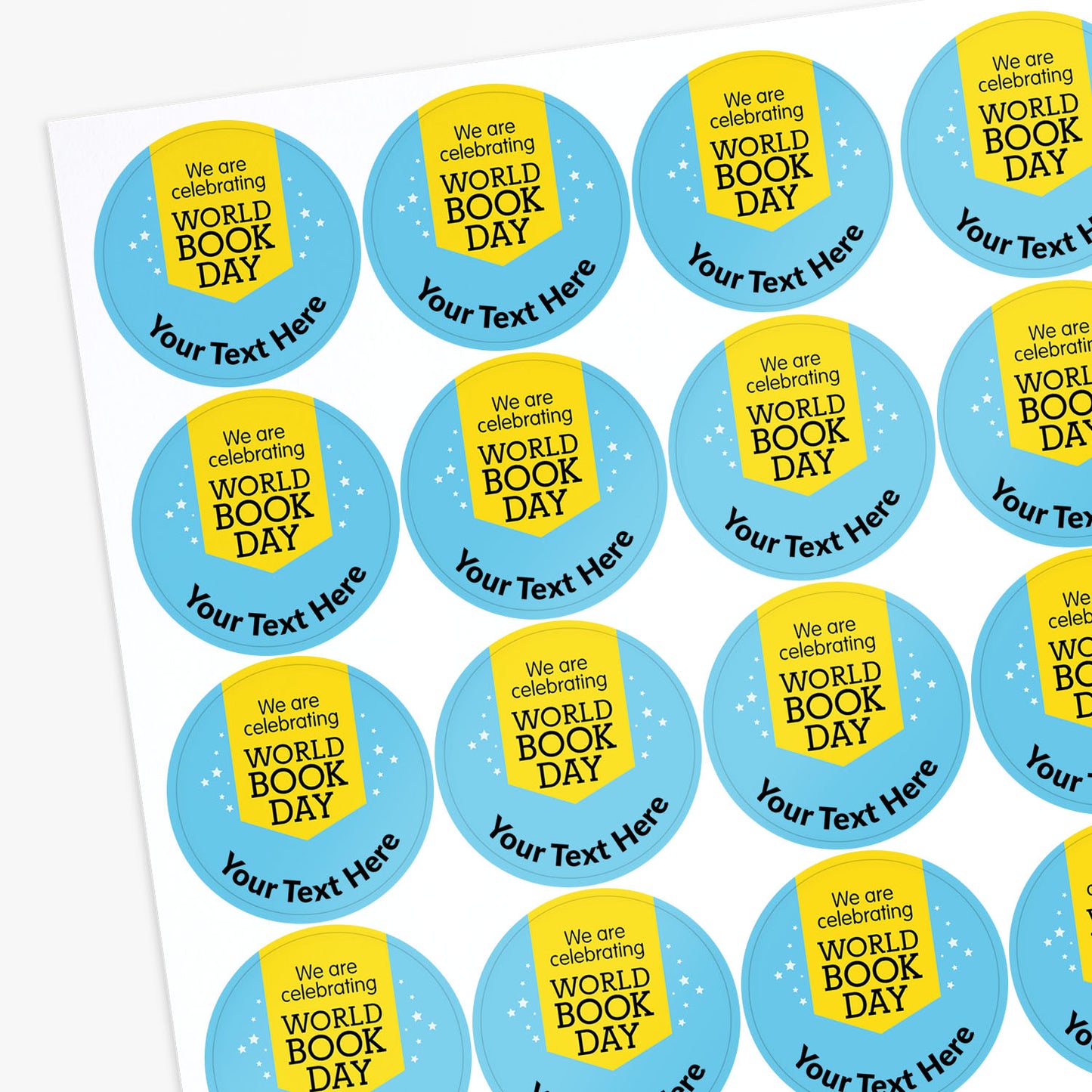 35 Personalised World Book Day Stickers - 37mm