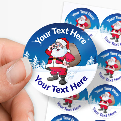 35 Personalised Father Christmas Stickers - 37mm