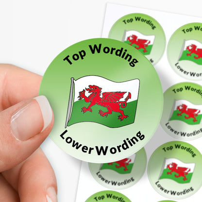 35 Personalised Welsh Flag Stickers - 37mm