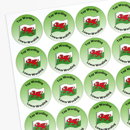 35 Personalised Welsh Flag Stickers - 37mm