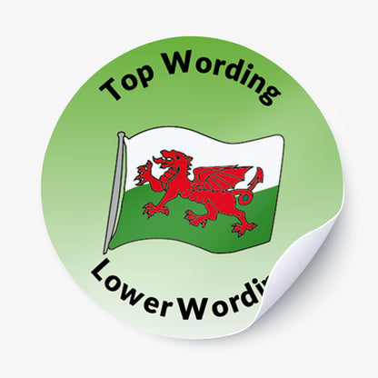 35 Personalised Welsh Flag Stickers - 37mm