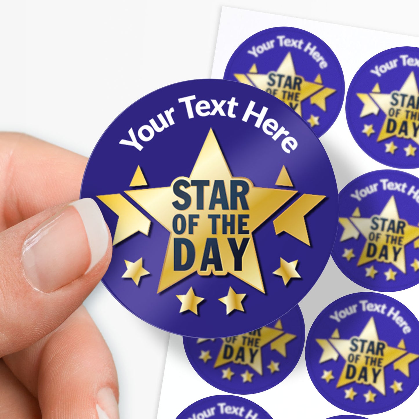 35 Personalised Star of the Day Star Stickers - 37mm