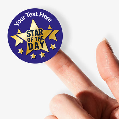 35 Personalised Star of the Day Star Stickers - 37mm