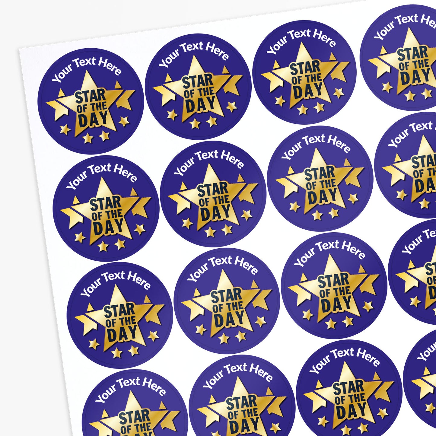 35 Personalised Star of the Day Star Stickers - 37mm