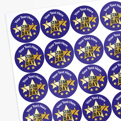 35 Personalised Star of the Day Star Stickers - 37mm