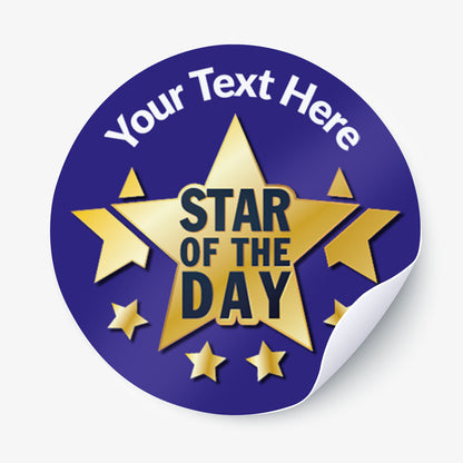 35 Personalised Star of the Day Star Stickers - 37mm