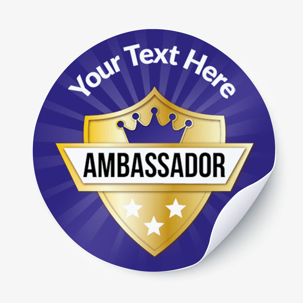 Personalised Ambassador Stickers | 35 per sheet | Shield