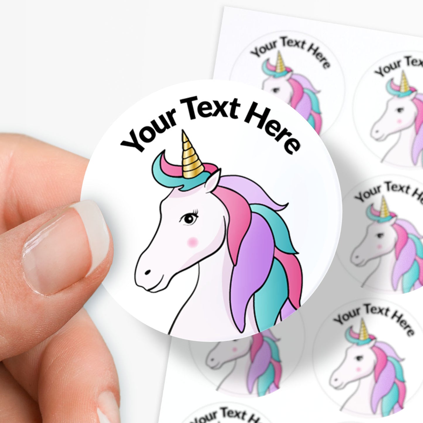 35 Personalised Unicorn Stickers - 37mm