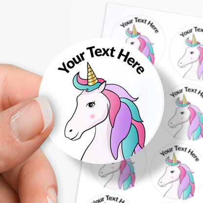 35 Personalised Unicorn Stickers - 37mm