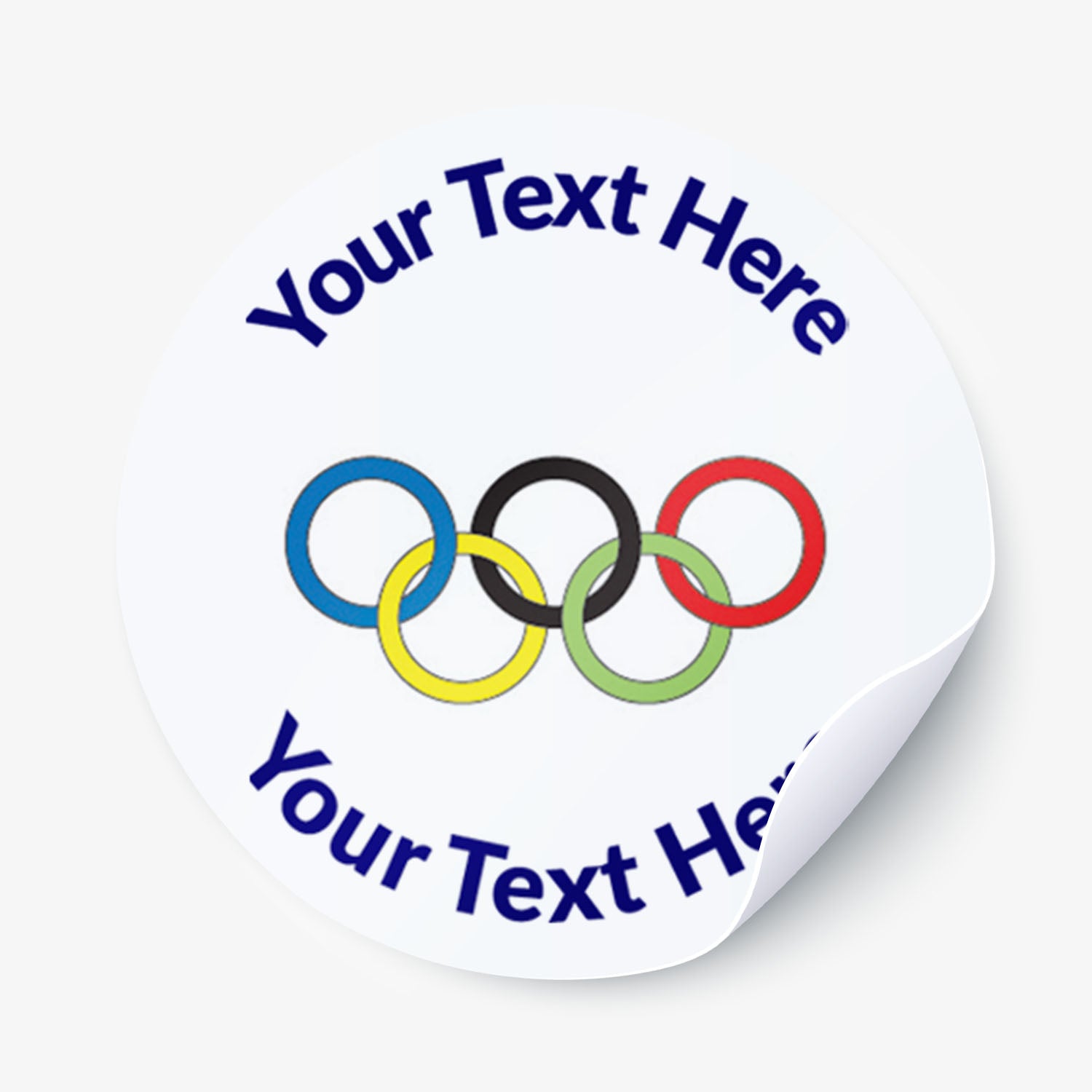 White sticker with Olympic rings as a central image.  Space for personalisation above and below the image.