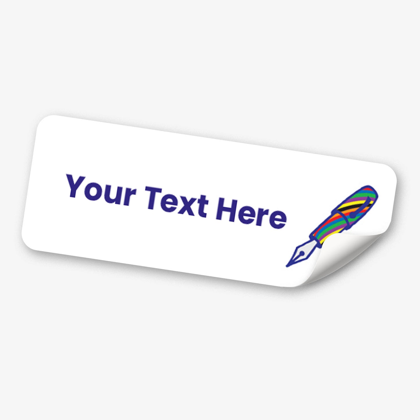 Personalised sticker with fountain pen design and customisable text.