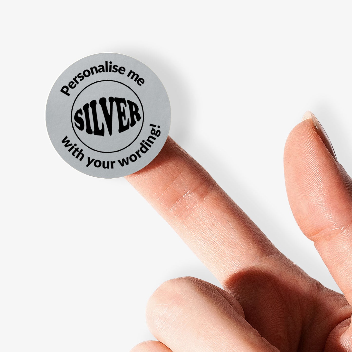 Personalised Metallic Silver Stickers - 25mm